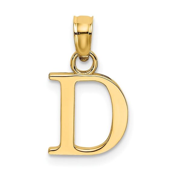 10K Yellow Gold Polished D Block Initial Charm - Picture 1 of 9